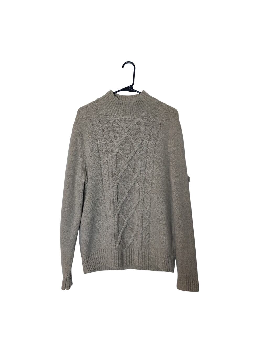 Banana Republic Wool Blend Mock Neck Cable Neck Sweater Medium Stone Gray
